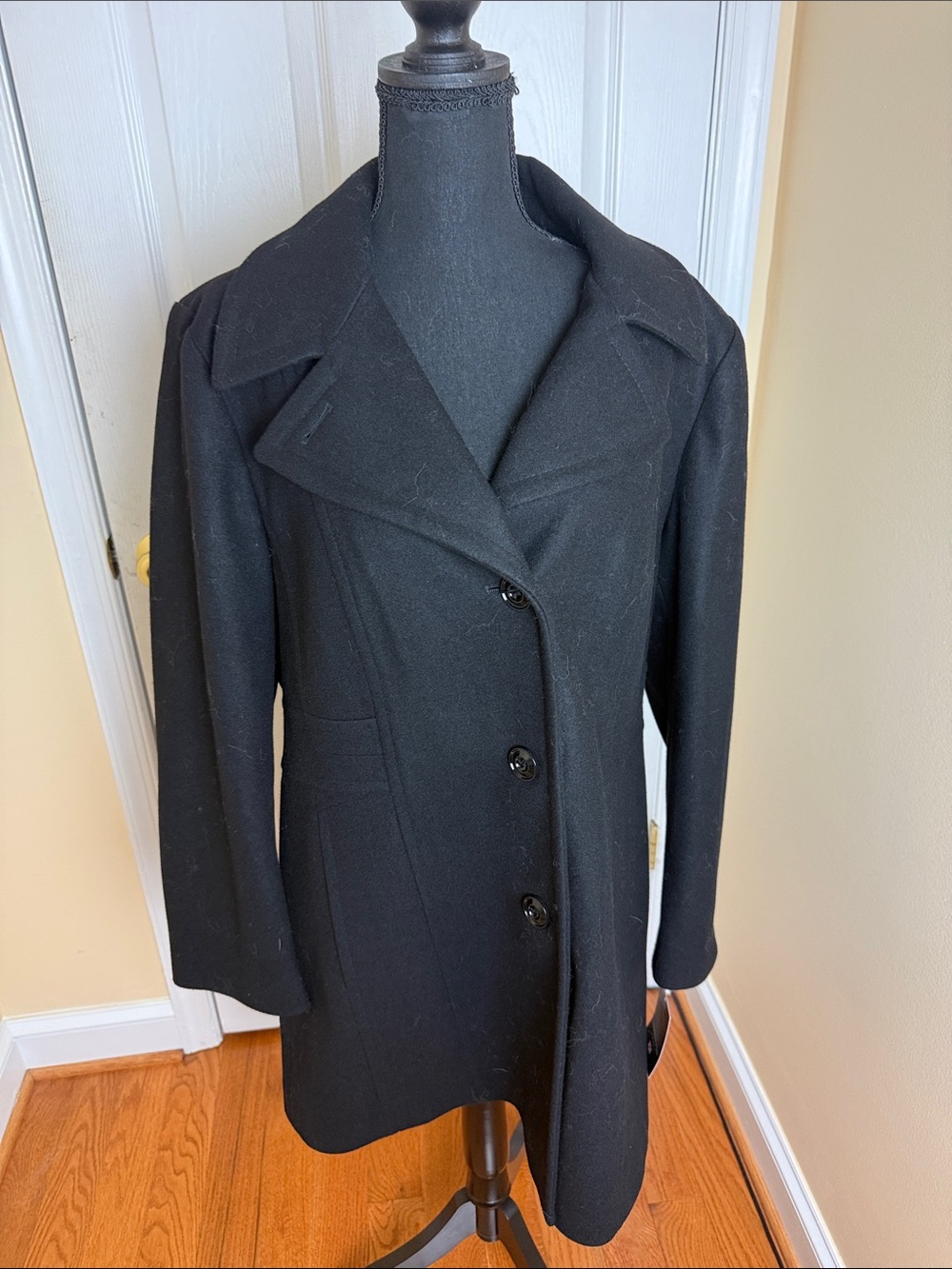 London Fog Black Women's Peacoat with Notch Lapel